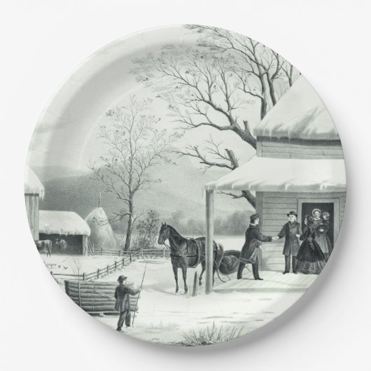 アメリカの製革工のIvesの休日家族の紙皿 ペーパープレート (正面)
