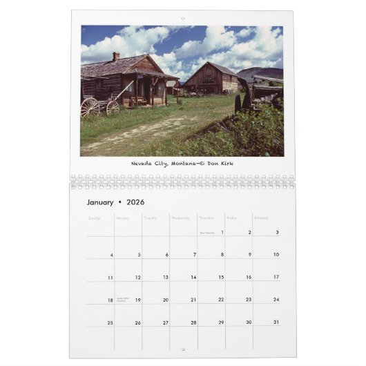 アメリカの西のゴーストタウン カレンダー (1月 2026)