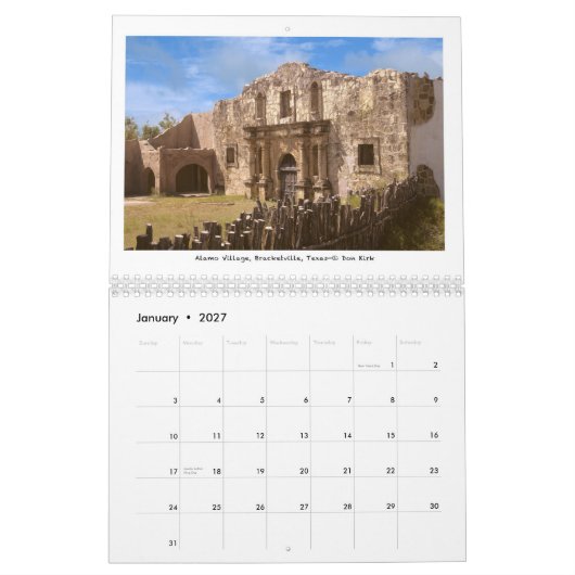 アメリカの西の映画牧場 カレンダー (1月 2027)