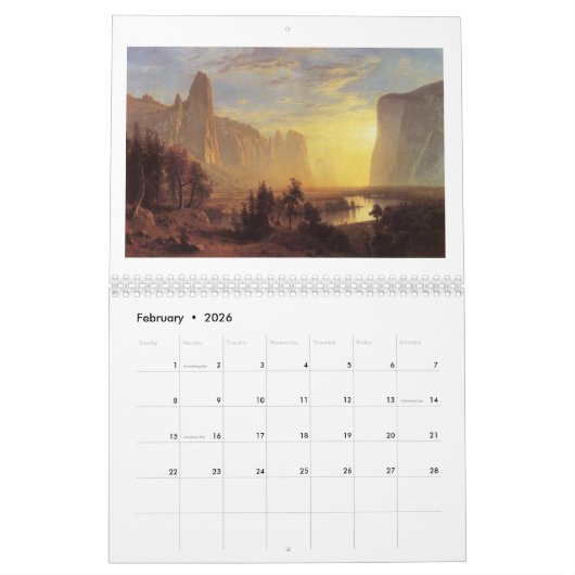 アメリカの西の景色のカレンダー カレンダー (2月 2026)