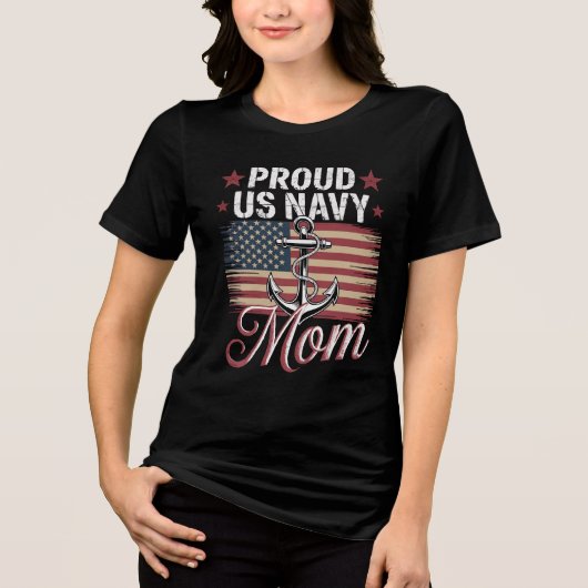 アメリカの誇りある母 - アメリカに誇りを持つ トライブレンドTシャツ (正面)