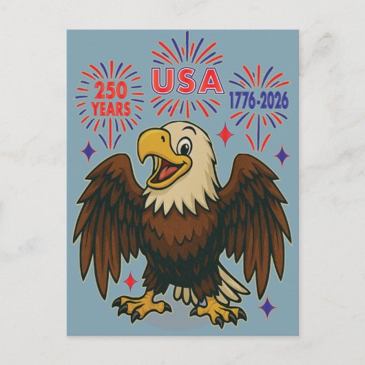 アメリカの誇りと花火 - アメリカ250周年 1776-2026 ポストカード (正面)