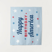 アメリカの誕生日おめでとう ブルー 4日7月 タペストリー (正面)