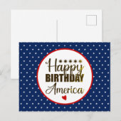 アメリカの誕生日おめでとう、愛国的な赤白青 ポストカード (正面/裏面)