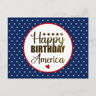 アメリカの誕生日おめでとう、愛国的な赤白青 ポストカード