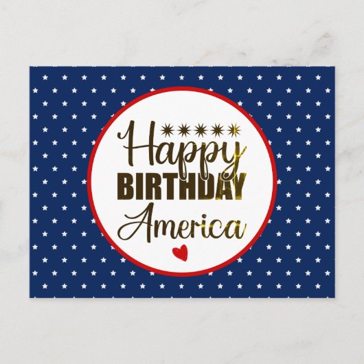 アメリカの誕生日おめでとう、愛国的な赤白青 ポストカード (正面)