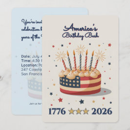 アメリカの誕生日パーティ 1776-2026 招待状