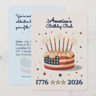 アメリカの誕生日パーティ 1776-2026 招待状