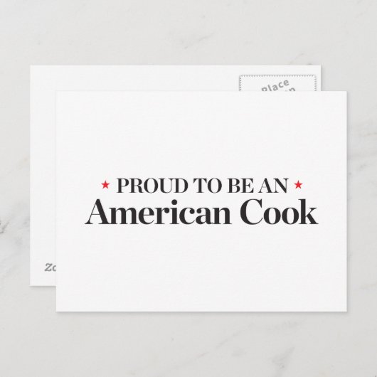 アメリカの調理師があること誇りを持った ポストカード (正面/裏面)