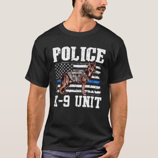 アメリカの警察K9ユニットジャーマンシェパード警察犬 Tシャツ (正面)