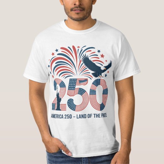 アメリカの象徴ハクトウワシ アメリカ250 自由の国アメリカ Tシャツ (正面)