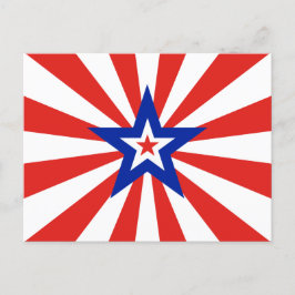 アメリカの赤いスターバースト愛国パーティー インビテーションポストカード