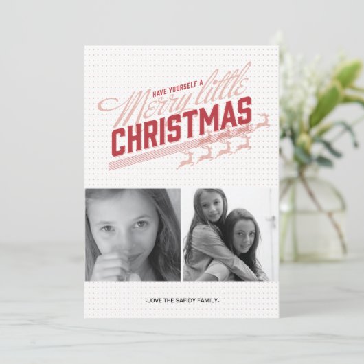 アメリカの赤いトナカイの休日の写真カード シーズンカード (スタンド正面)