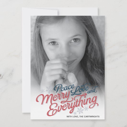 アメリカの赤いリボンの原稿の休日の写真カード シーズンカード (正面)