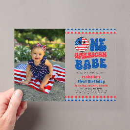 アメリカの赤ちゃん独立記念日の写真 初誕生日 アクリル招待状