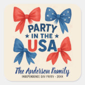 アメリカの赤と青が愛国心を持つ スクエアシール (正面)