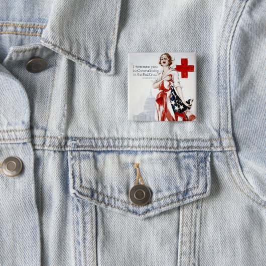 アメリカの赤十字のヴィンテージの第1次世界大戦ポスター 缶バッジ (インサイチュ)