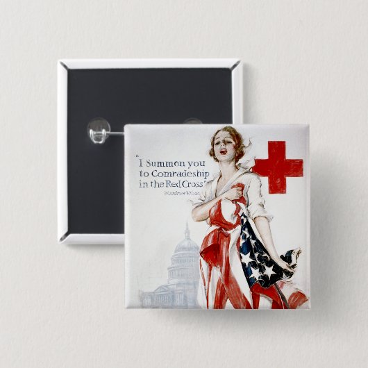 アメリカの赤十字のヴィンテージの第1次世界大戦ポスター 缶バッジ (正面&裏面)