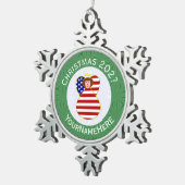 アメリカの赤毛の天使のクリスマスフラグカスタマイズ済み スノーフレークピューターオーナメント (右)