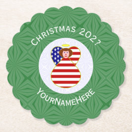 アメリカの赤毛の天使のクリスマスフラグカスタマイズ ペーパーコースター