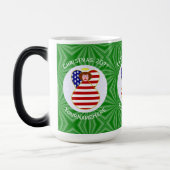 アメリカの赤毛の天使のクリスマスフラグ パーソナライズされた モーフィングマグカップ (左)