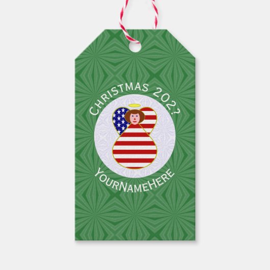 アメリカの赤毛の天使クリスマスフラグカスタマイズギフト  ギフトタグ (正面)