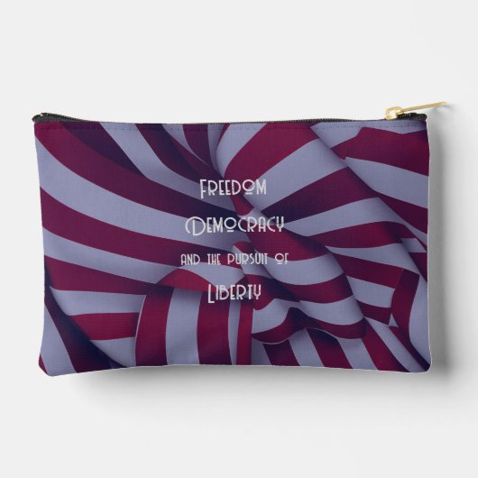 アメリカの赤白の地図ストライプ アクセサリーポーチ (裏面)