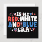 アメリカの赤白青時代のユーモアあふれる7月4日 招待状 (正面/裏面)