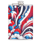 アメリカの赤青・白青の愛国心を持つ国旗 フラスク (正面)