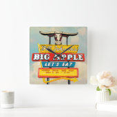 アメリカの路傍|のレストランの印 スクエア壁時計 (ホーム)