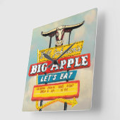 アメリカの路傍|のレストランの印 スクエア壁時計 (傾斜)