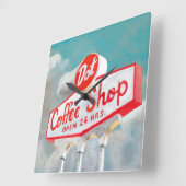 アメリカの路傍|の喫茶店の印 スクエア壁時計 (傾斜)