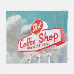 アメリカの路傍 の喫茶店の印 フリースブランケット