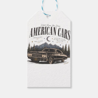 アメリカの車のメンズTシャツ ギフトタグ