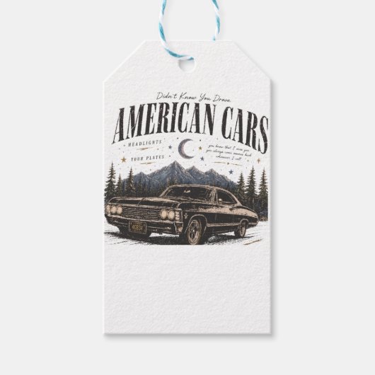 アメリカの車のメンズTシャツ ギフトタグ (正面)
