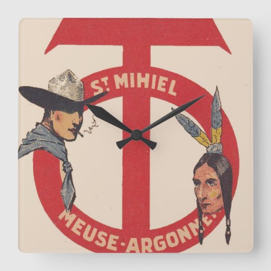 アメリカの軍隊のロゴ第90部 スクエア壁時計 (正面)