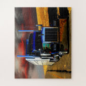 アメリカの輸送トラックが休息に引っ張り上げられた ジグソーパズル (縦)