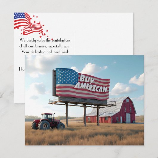 アメリカの農場に掲げられた「アメリカ製品を買おう」ビボード ポストカード (正面/裏面)