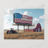 アメリカの農場に掲げられた「アメリカ製品を買おう」ビボード ポストカード (正面)