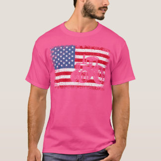 アメリカの農場のトラクター 星条旗 愛国的な農業 少年 Tシャツ