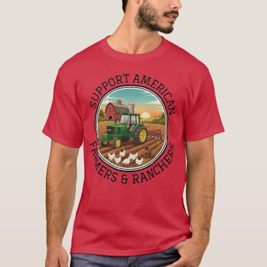 アメリカの農家+牧場+地元農家を応援 Tシャツ (正面)