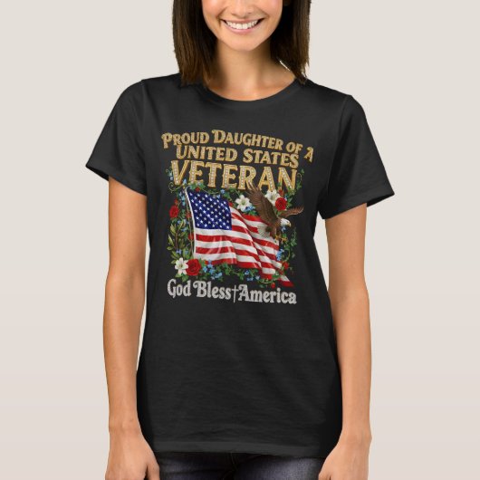 アメリカの退役軍人の娘であることを誇りに思う Tシャツ (正面)
