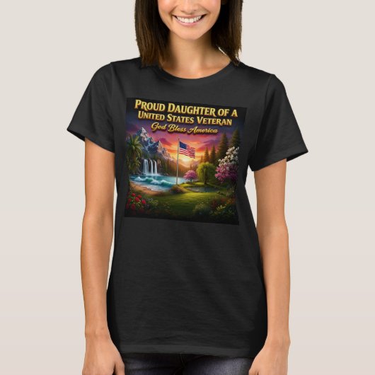 アメリカの退役軍人の娘のグラフィック Tシャツ (正面)
