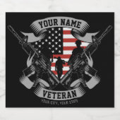 アメリカの退役軍人向けオーダーメイドの誇り高いベテランアメリカ国旗 ビールラベル (シングルラベル)