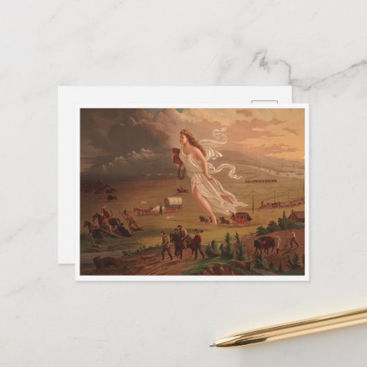 アメリカの進歩、ジョン・ガスト1872 ポストカード (正面/裏面インサイチュ)