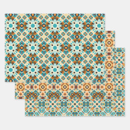 アメリカの部族先住民シームレスパターンセットNo3 ラッピングペーパーシート