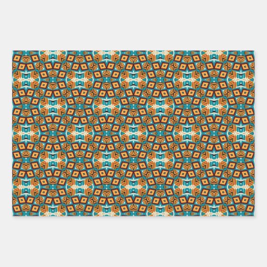 アメリカの部族先住民シームレスパターンセットNo4 ラッピングペーパーシート (正面)