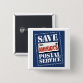 アメリカの郵便業務を救って下さい 缶バッジ (正面&裏面)
