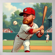 アメリカの野球の漫画風イラスト