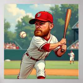 アメリカの野球の漫画風イラスト ポスター